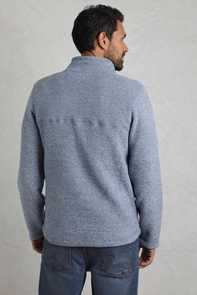 Weird Fish Weird Fish Men's Laramie 1/4 Zip Snow Marl Fleece in Mid Blue - 3