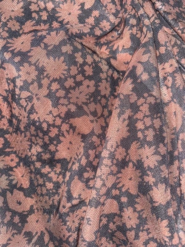Primark Black and Brown Floral Ruched Mesh Mini Dress - Size 18