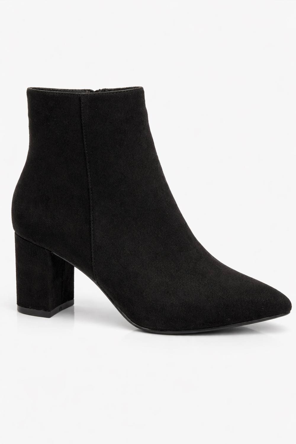 Spot On Spot On Women's Suedette Pointed Toe Block Heel Ankle Boots in Black - 3