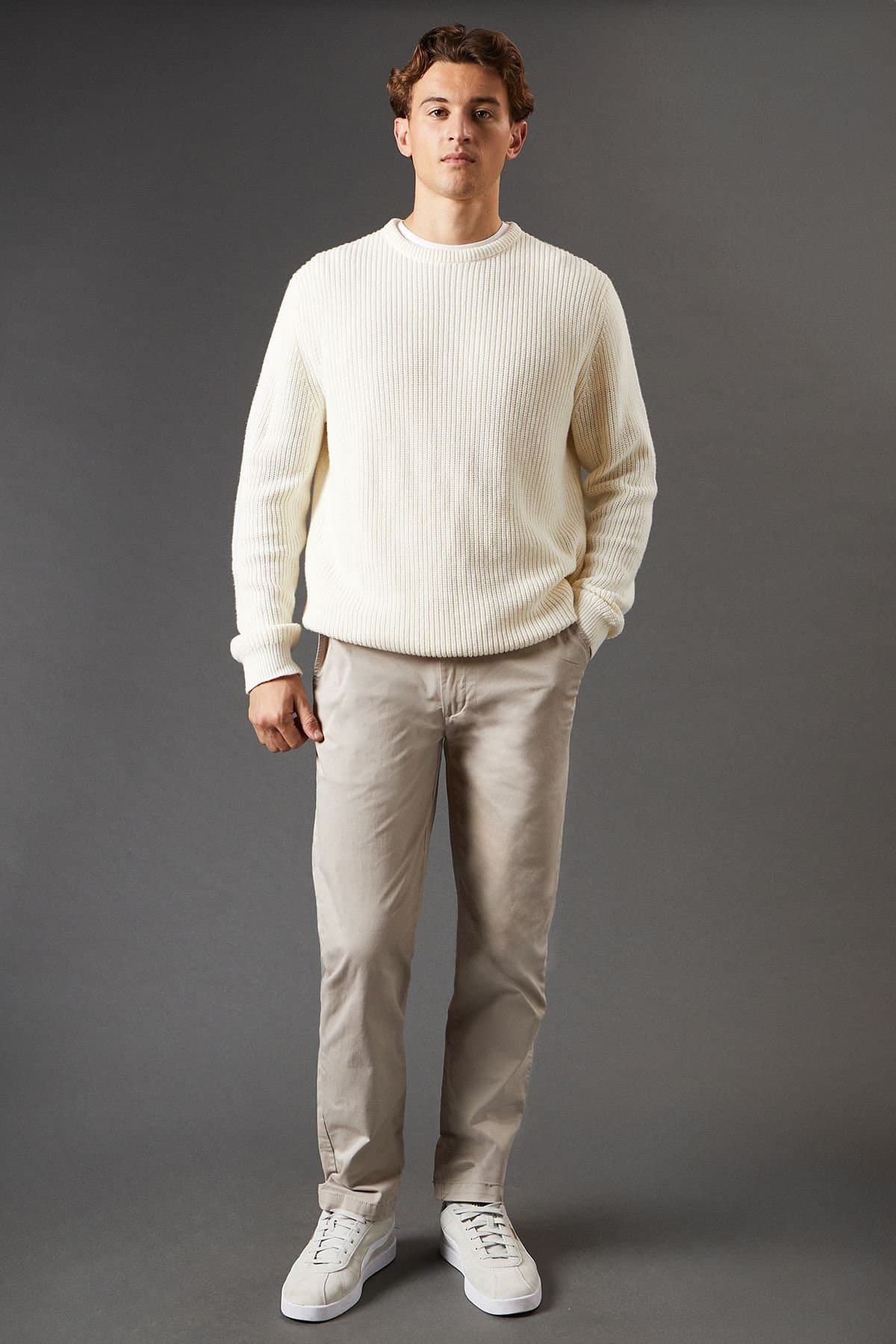Burton Burton Men's Slim Fit Chino Trousers in Natural