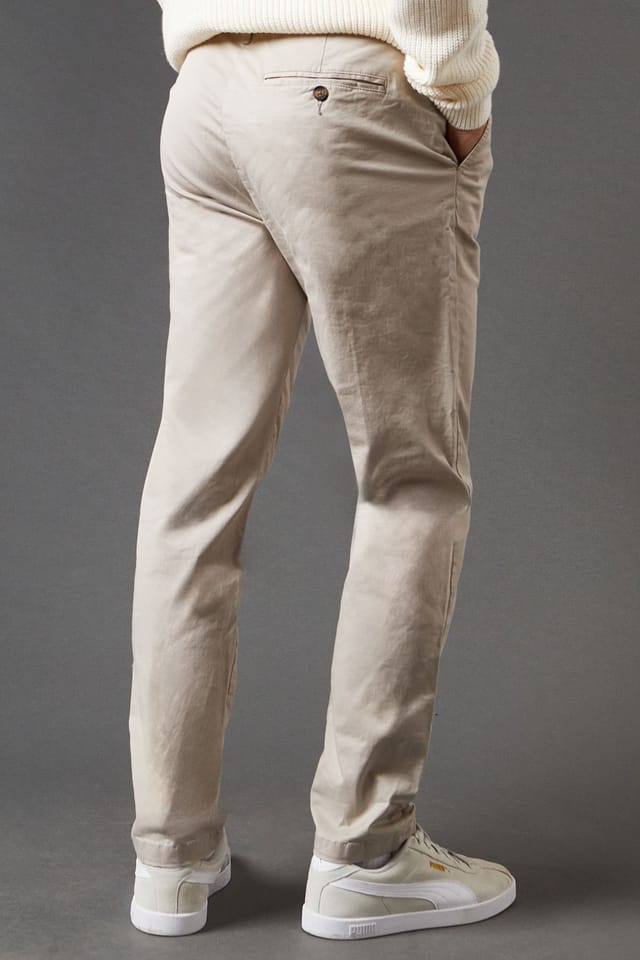Burton Burton Men's Slim Fit Chino Trousers in Natural - 3