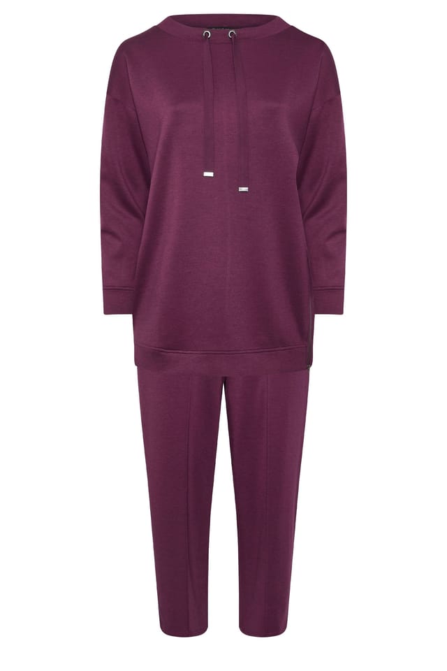Evans Evans Women's Luxe Sweatshirt & Joggers Set in Plum - 2