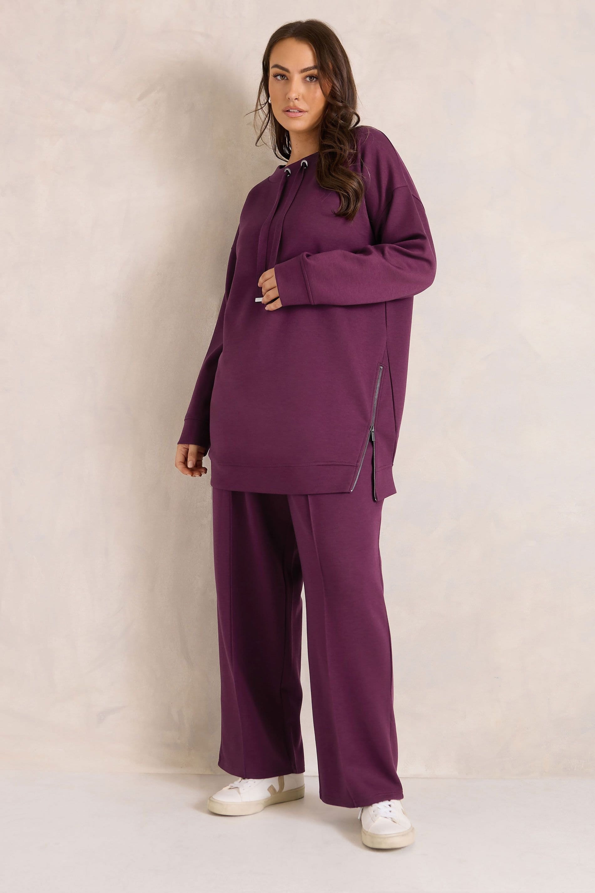 Evans Evans Women's Luxe Sweatshirt & Joggers Set in Plum - 4