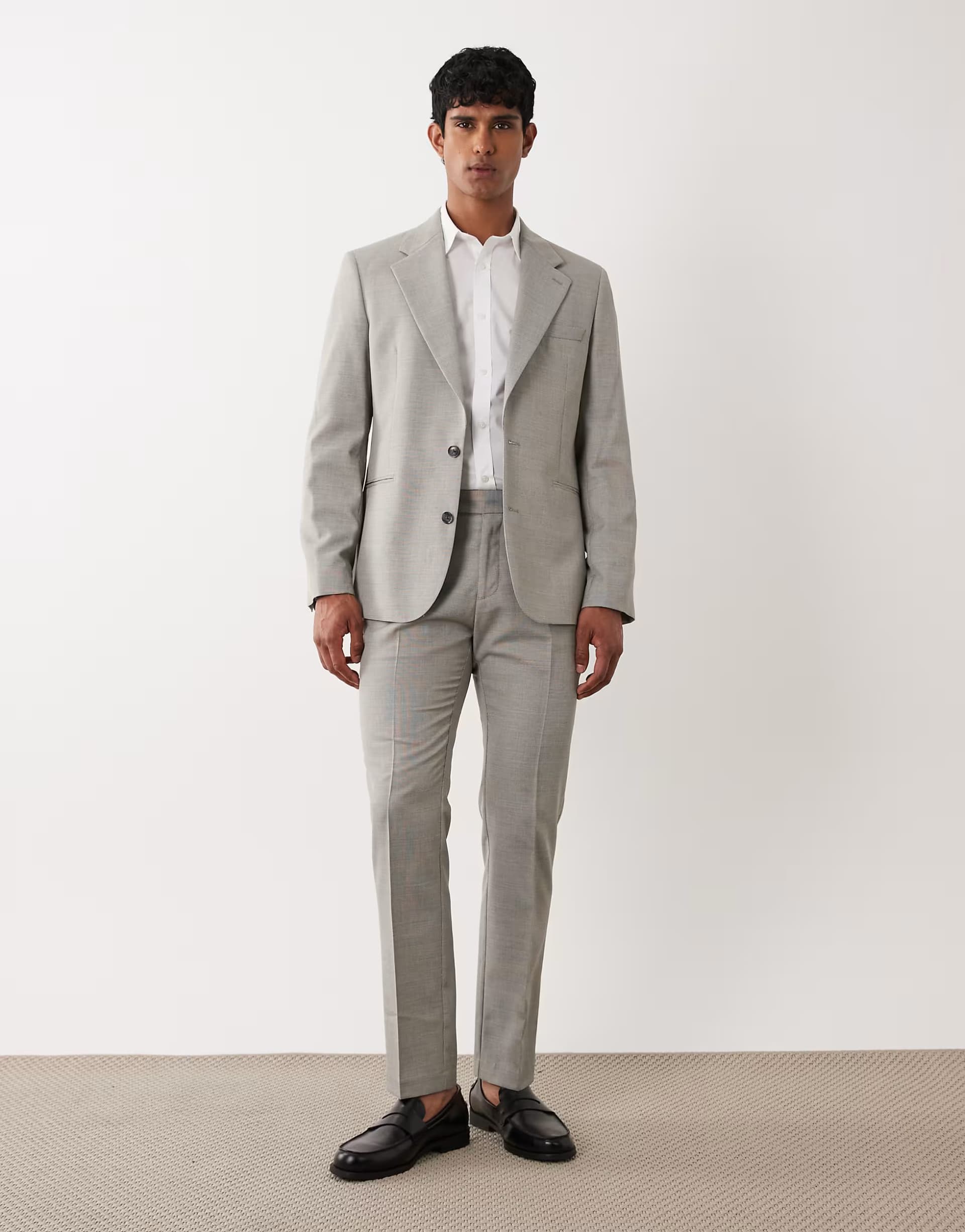 ASOS ASOS DESIGN slim suit trousers in light grey washable wool blend