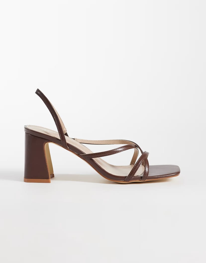 ASOS RAID Aspyn strappy heeled block sandals in brown - 1