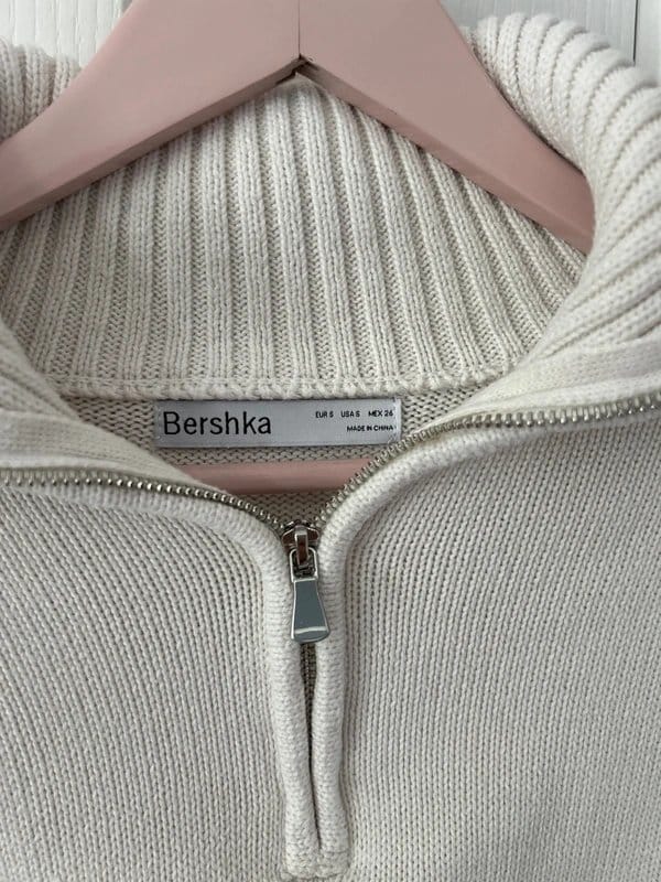 Bershka Cream Half Zip Jumper