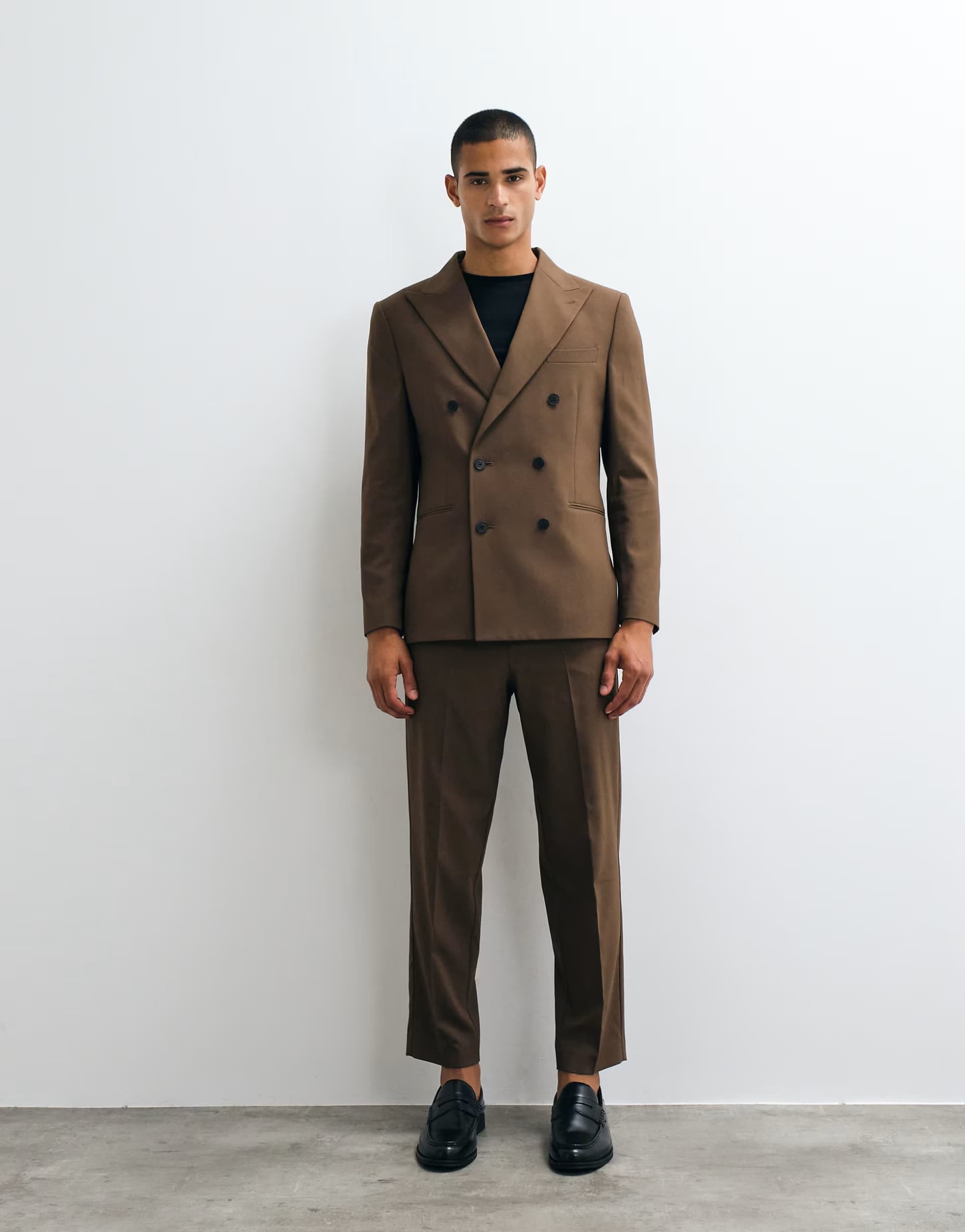 ASOS ASOS DESIGN relaxed tapered fit suit trousers in brown