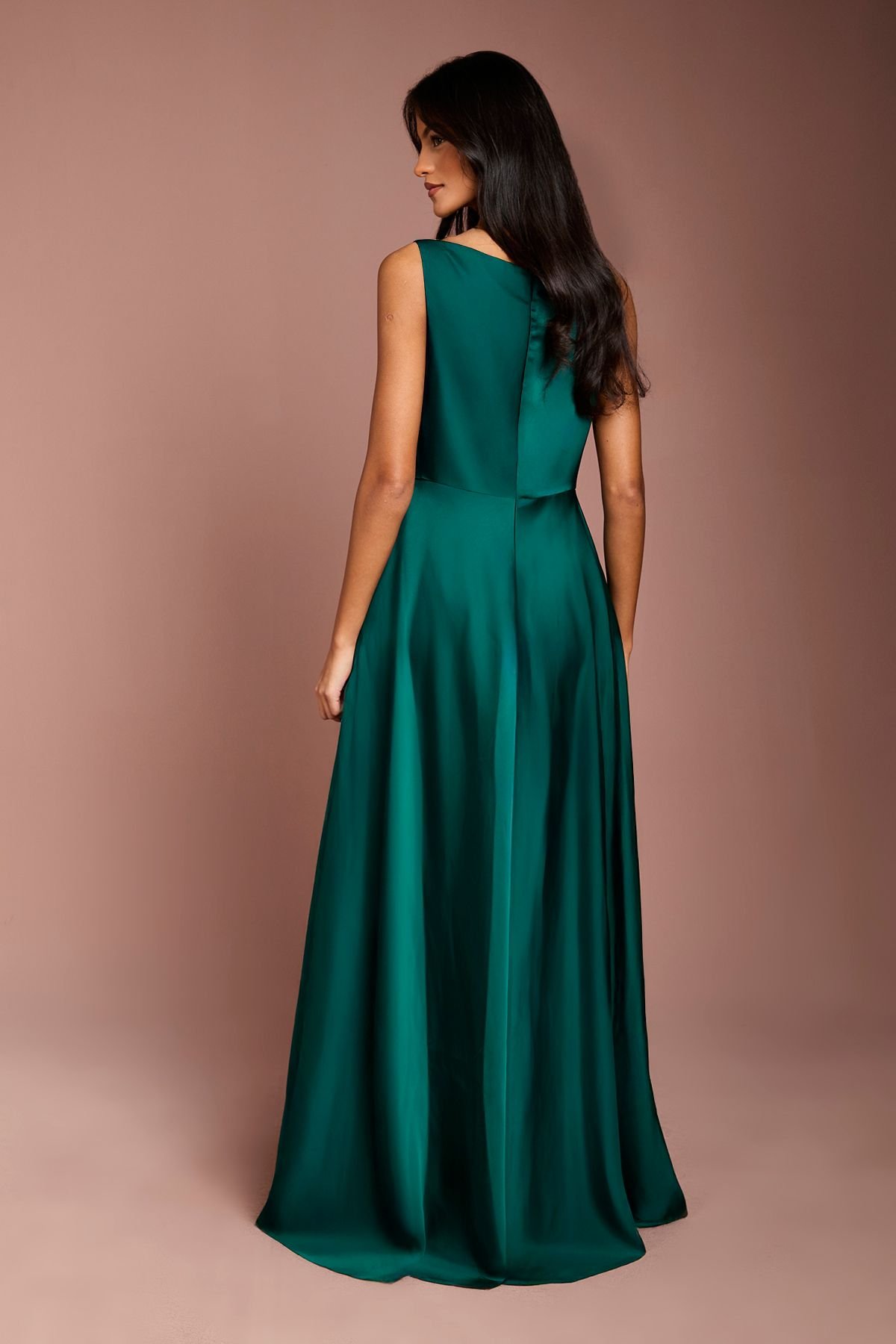 Coast Coast Women's Honoured Petite Sleeveless Cowl Neck Satin Maxi Bridesmaid Dress in Emerald - 3