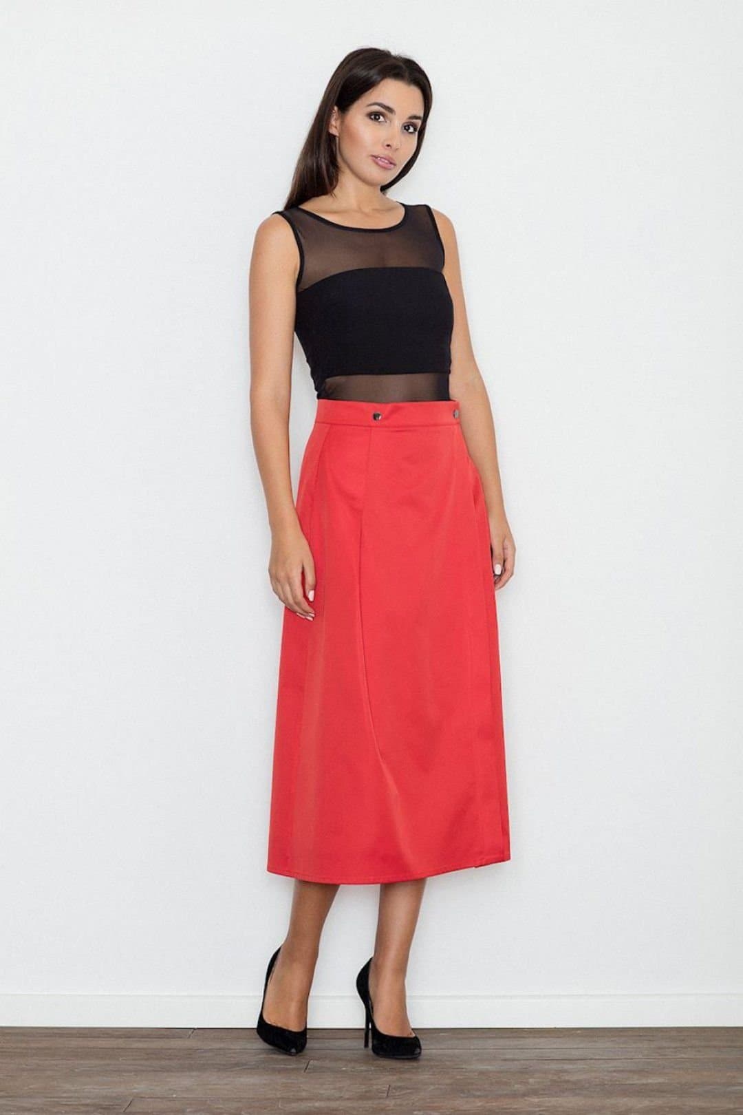 Love Lace Love Lace Women's Delicate Waist Button Long Skirt in Red