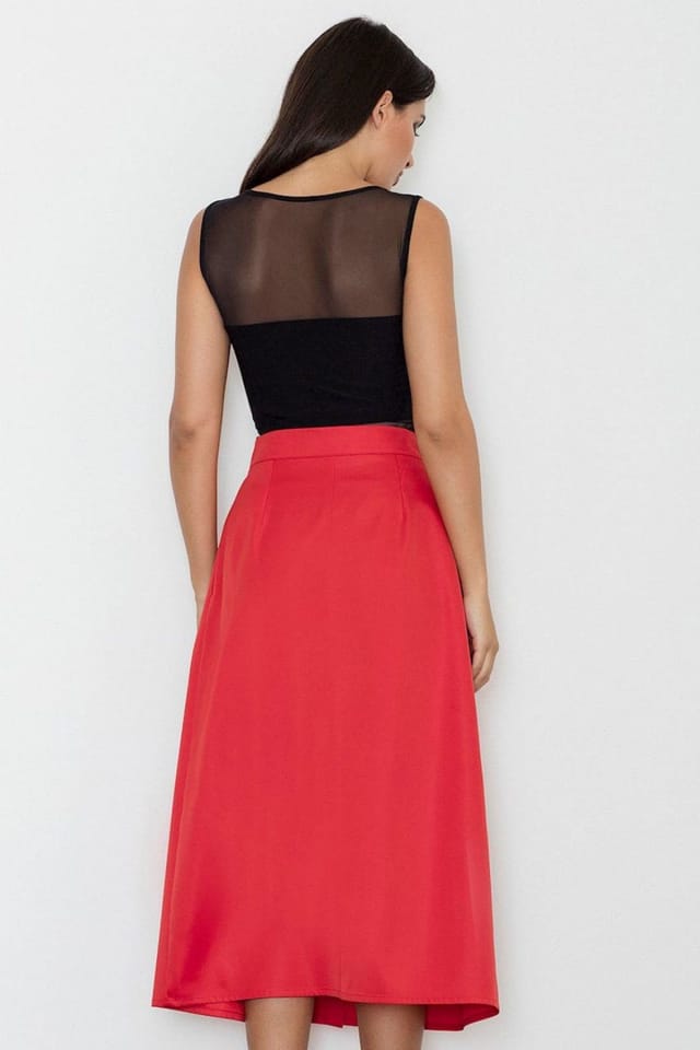 Love Lace Love Lace Women's Delicate Waist Button Long Skirt in Red - 2