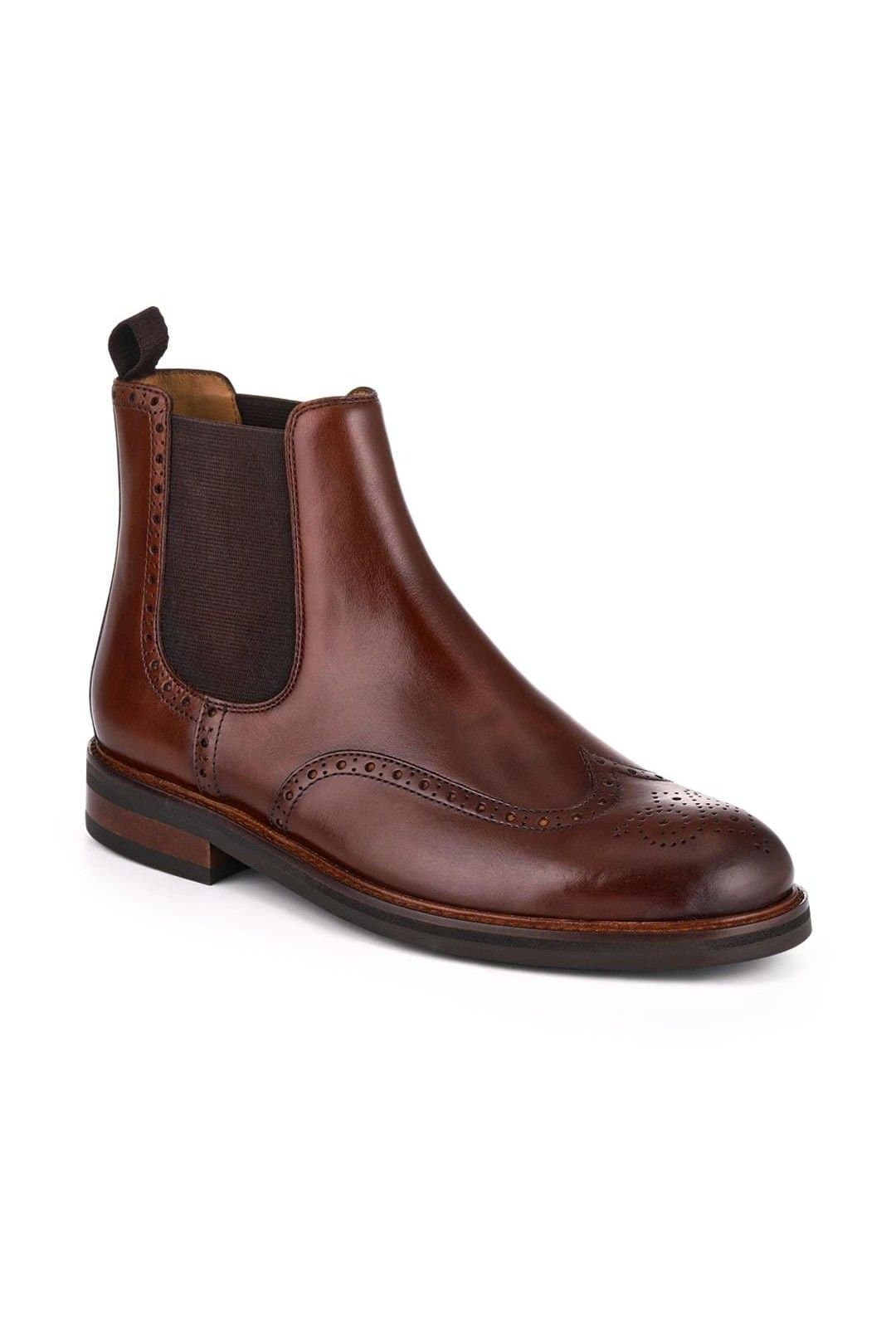 Jones Bootmaker Jones Bootmaker Men's Fieldston Brogue Wingtip Chelsea Boots in Light Brown