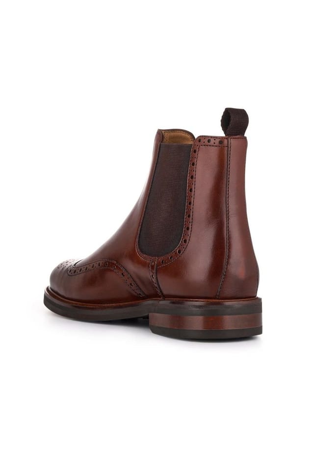 Jones Bootmaker Jones Bootmaker Men's Fieldston Brogue Wingtip Chelsea Boots in Light Brown - 3