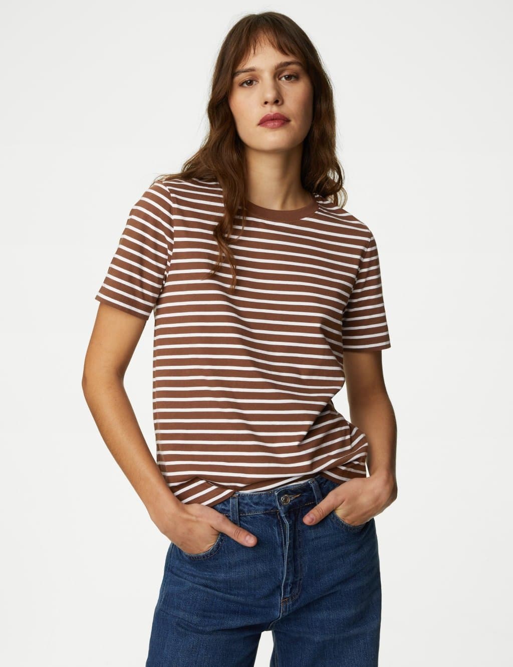 Marks & Spencer M&S Lilac Mix Cotton Striped T-Shirt
