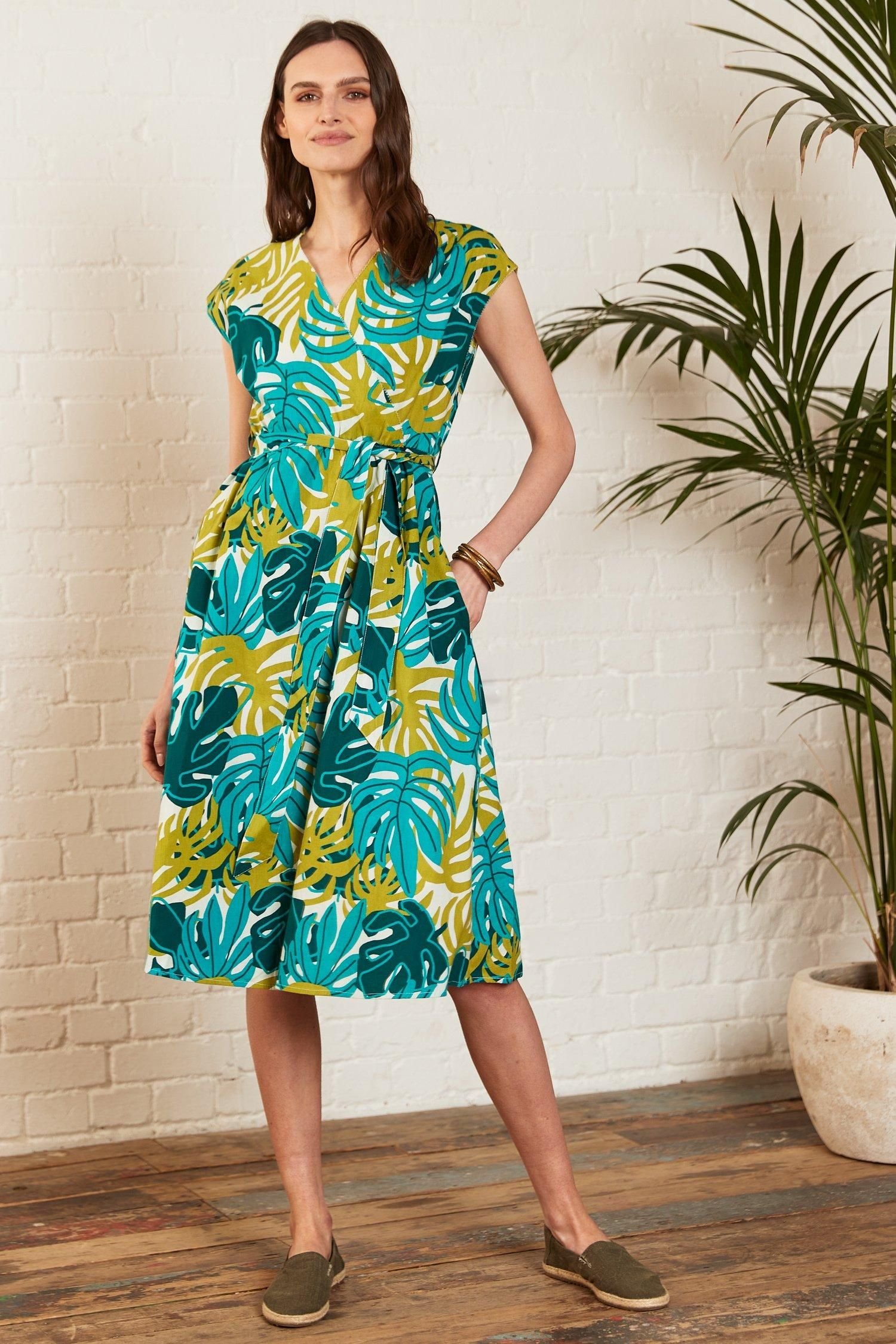 Nomads Clothing Nomads Clothing Women's Cotton Poplin Dress in Green - 2