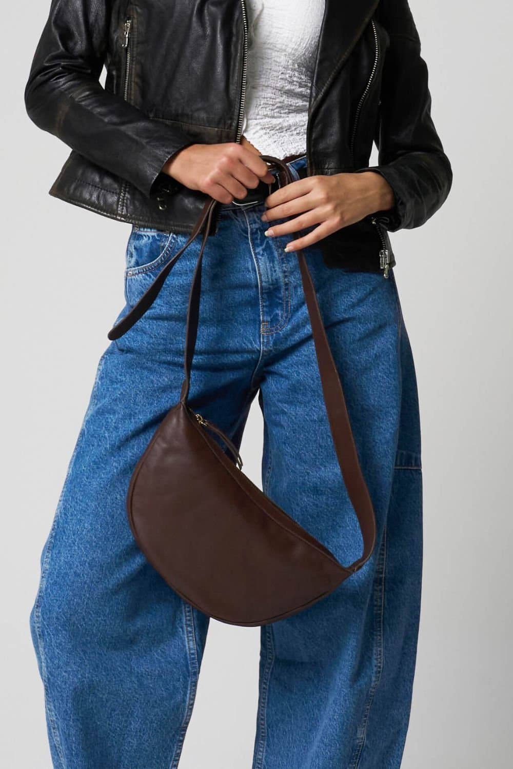 Barneys Originals Barneys Originals Brown Leather Crossbody Bag