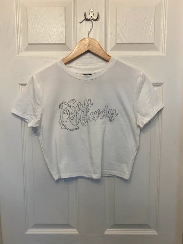 Bershka Bershka ‘Say Howdy’ Crop Baby Tee