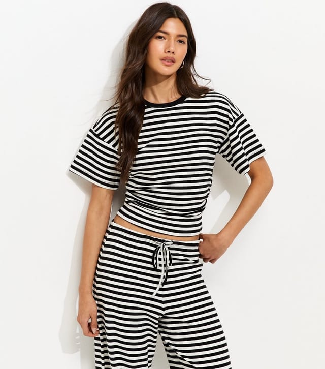 New Look Women's Black Striped Corset Tee New Look - 2