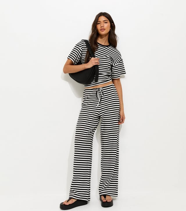 New Look Women's Black Striped Corset Tee New Look - 3