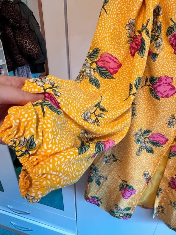 Never Fully Dressed Never Fully Dressed Yellow Fruit Floral Midi Dress Pink Print Summer Dress