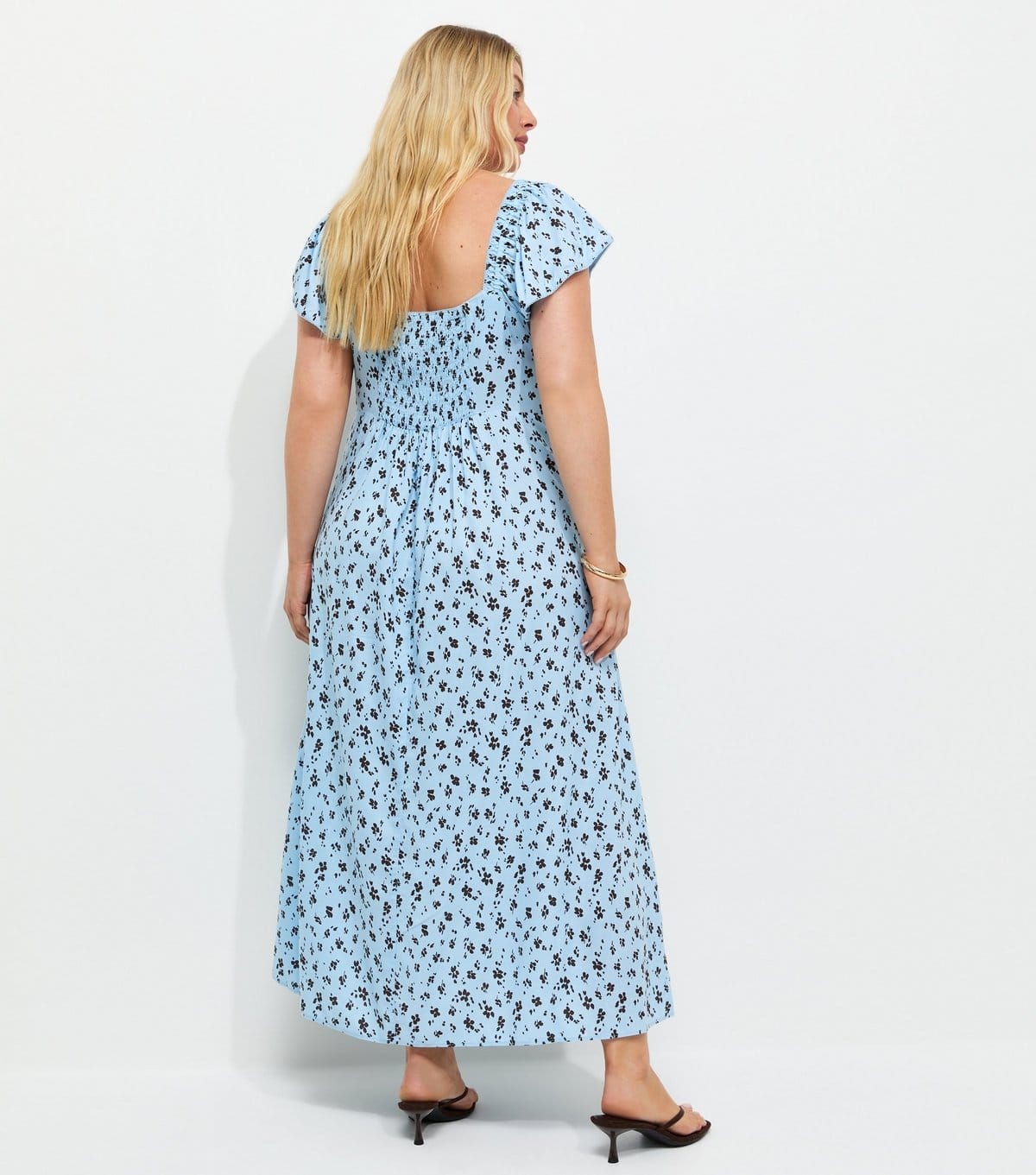 New Look Women's Plus Size Blue Ditsy Print Square Neck Midi Dress Curves New Look - 4