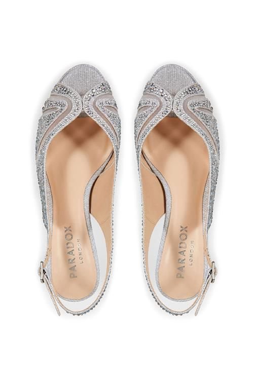 Paradox London Paradox London Women's Glitter 'Linda' Low Platform Sling Back Sandal in Silver - 3