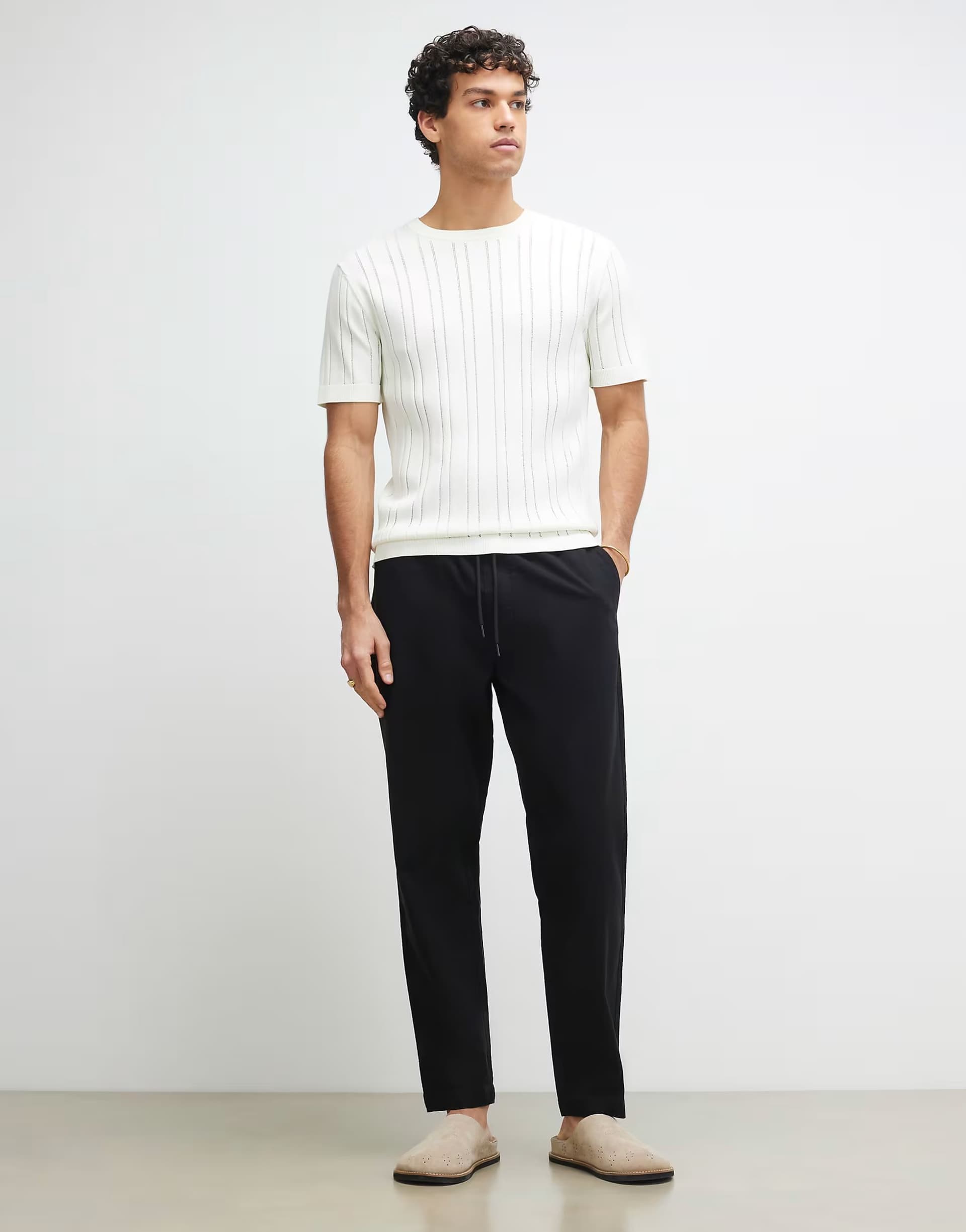 ASOS River Island linen look pull on trousers in black