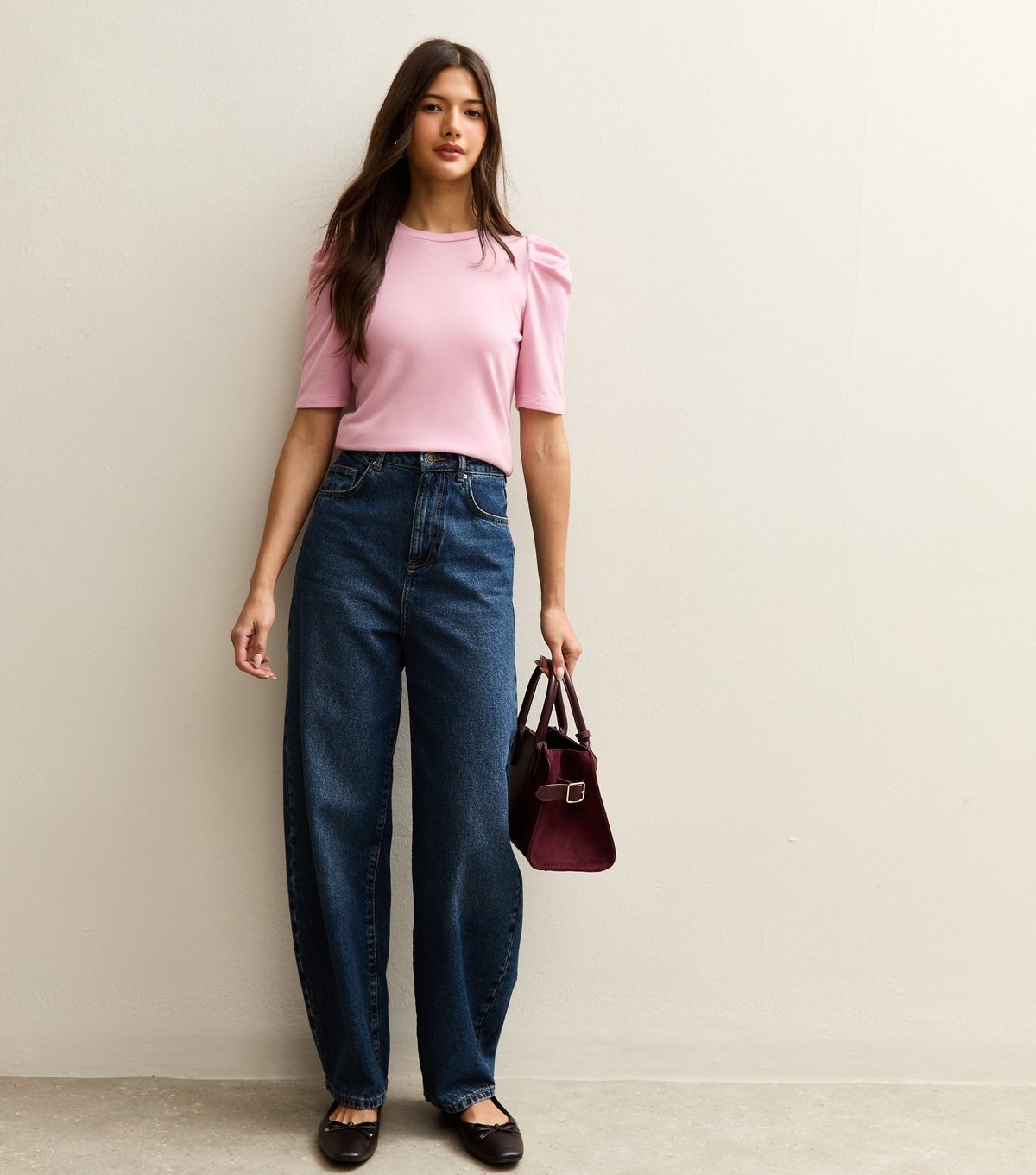 New Look Women's Pink Puff Sleeve Soft Touch T-Shirt New Look - 2