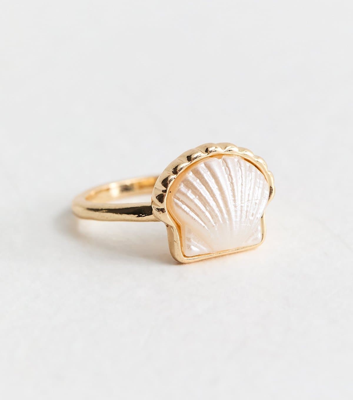 New Look Gold Tone Faux Pearl Shell Ring New Look