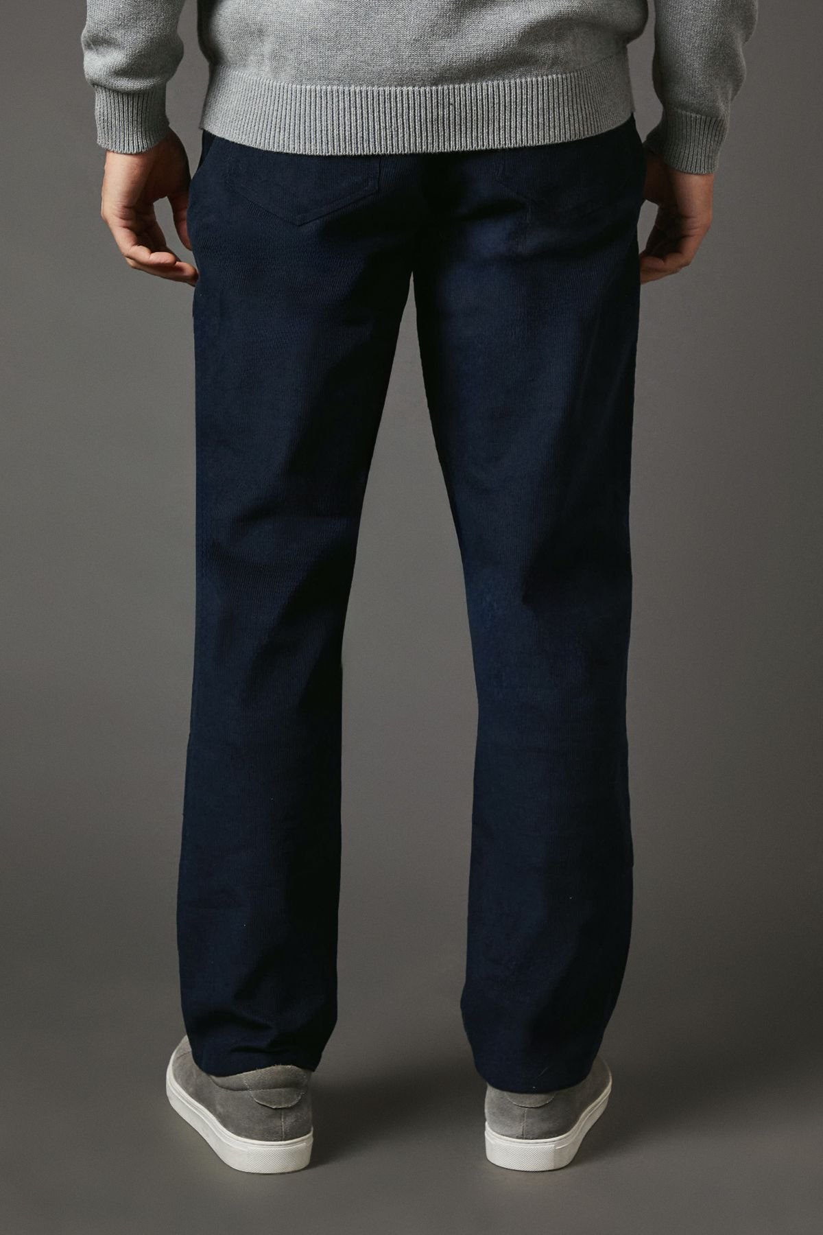 Maine Maine Men's Corduroy Straight Fit 5 Pocket Trousers in Navy - 3