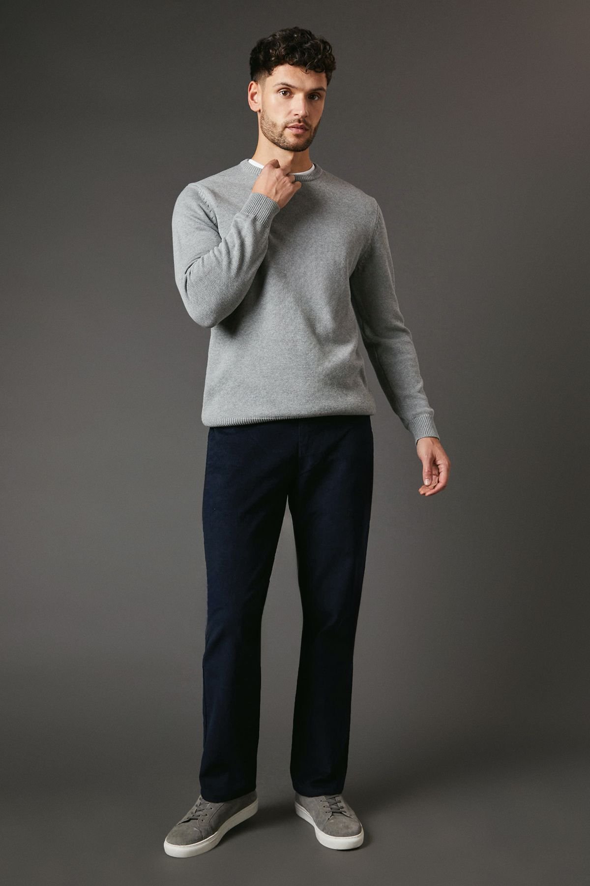 Maine Maine Men's Corduroy Straight Fit 5 Pocket Trousers in Navy - 4