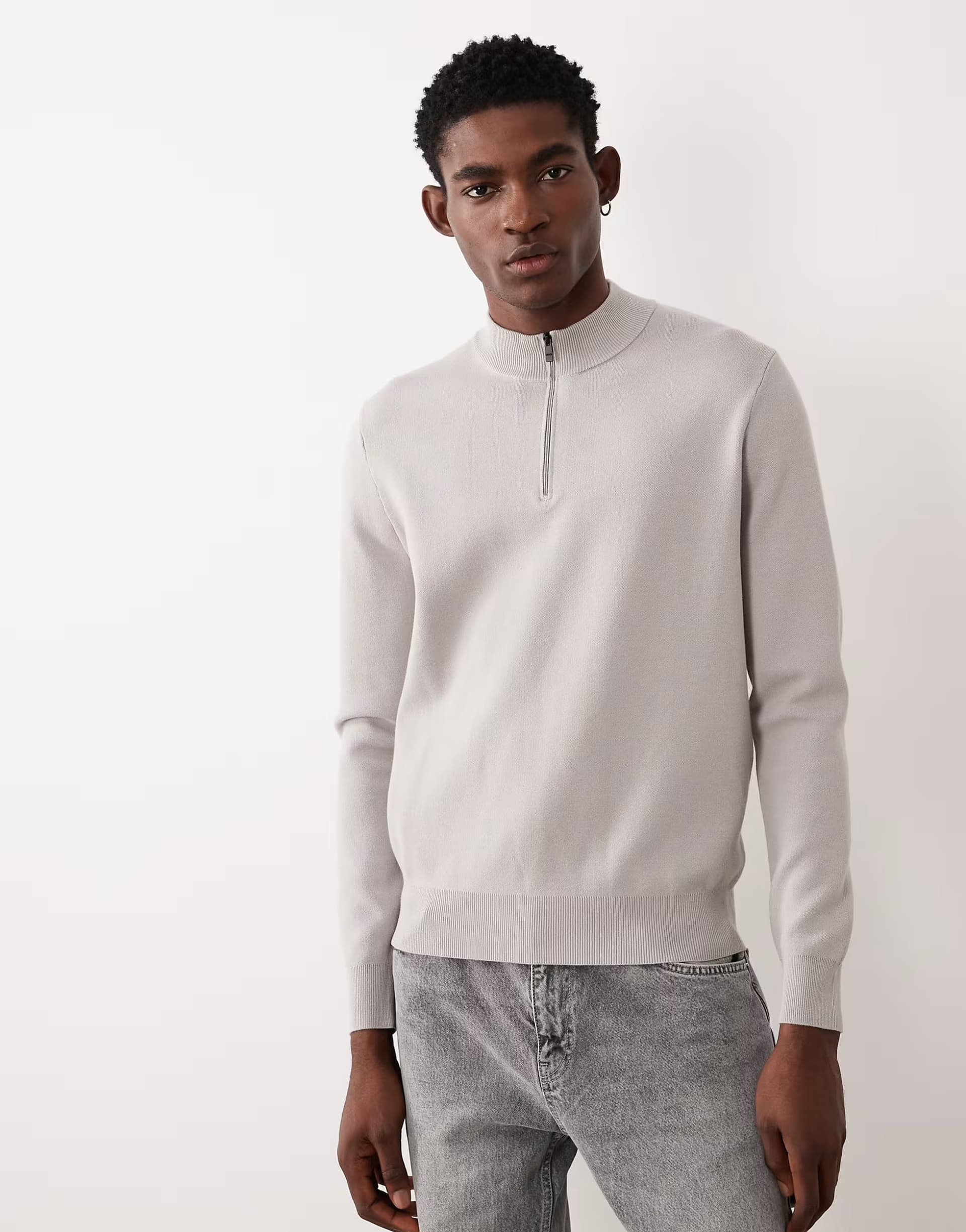 ASOS Mango performance quarter zip jumper in stone grey