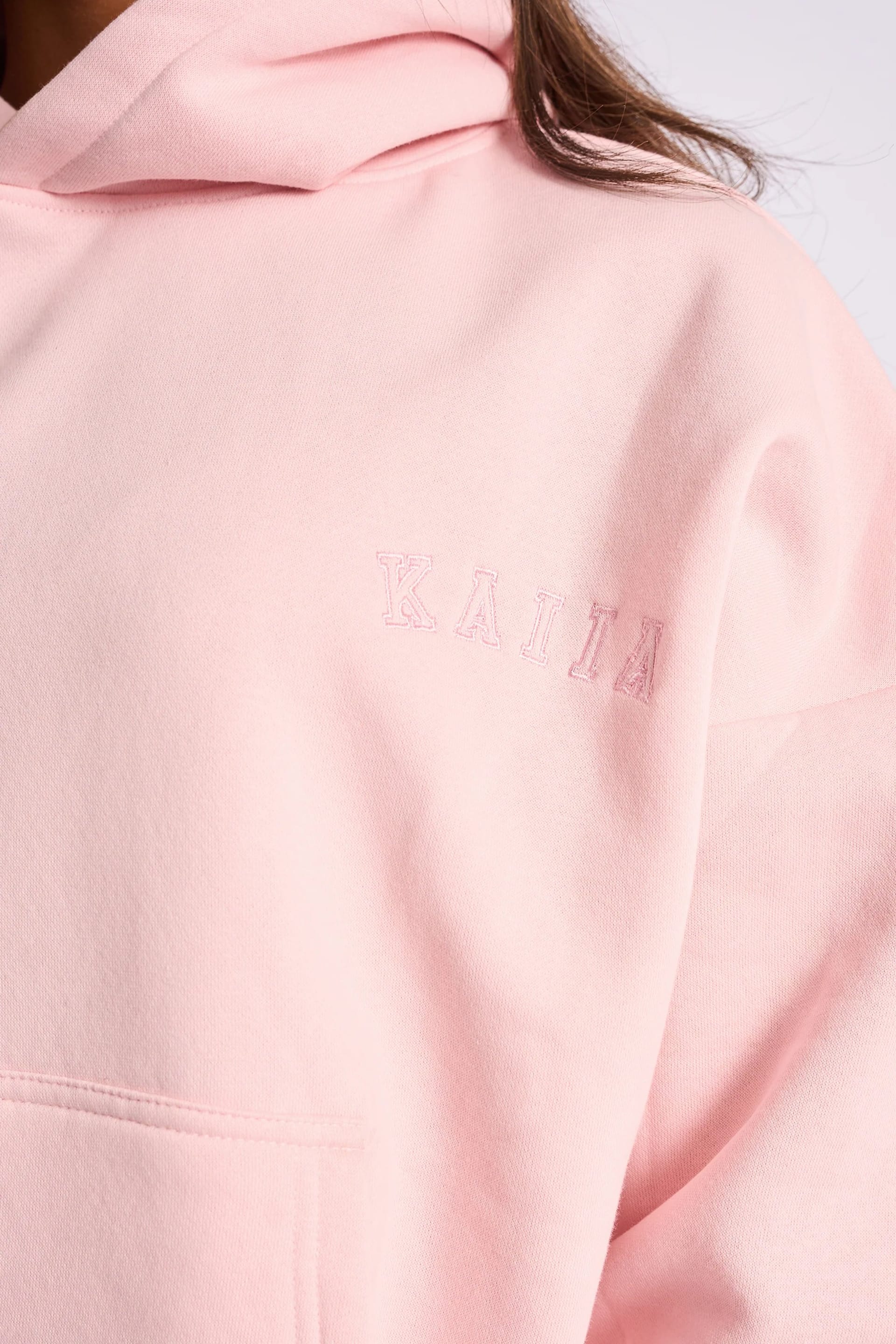 Kaiia Kaiia Logo Embossed Oversized Hoodie Pale Pink - 4