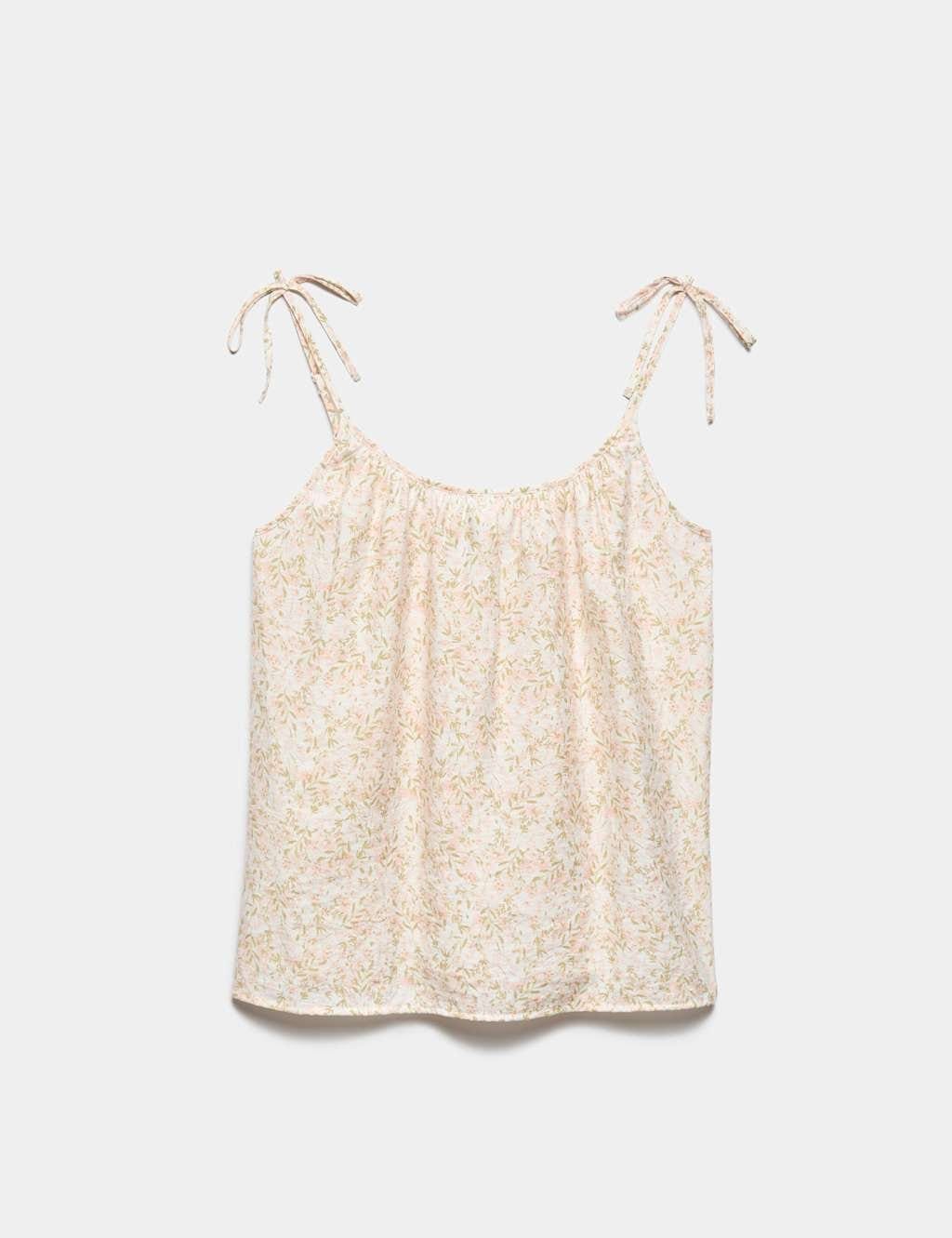 Marks & Spencer M&S Textured Tie Detail Cami Top Ivory Mix - 1