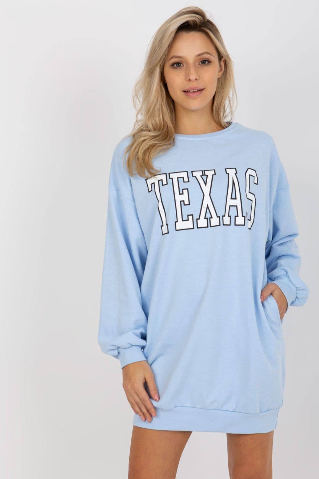 Love Lace Love Lace Women's Long Casual Cotton Polyester Sweatshirt in Blue