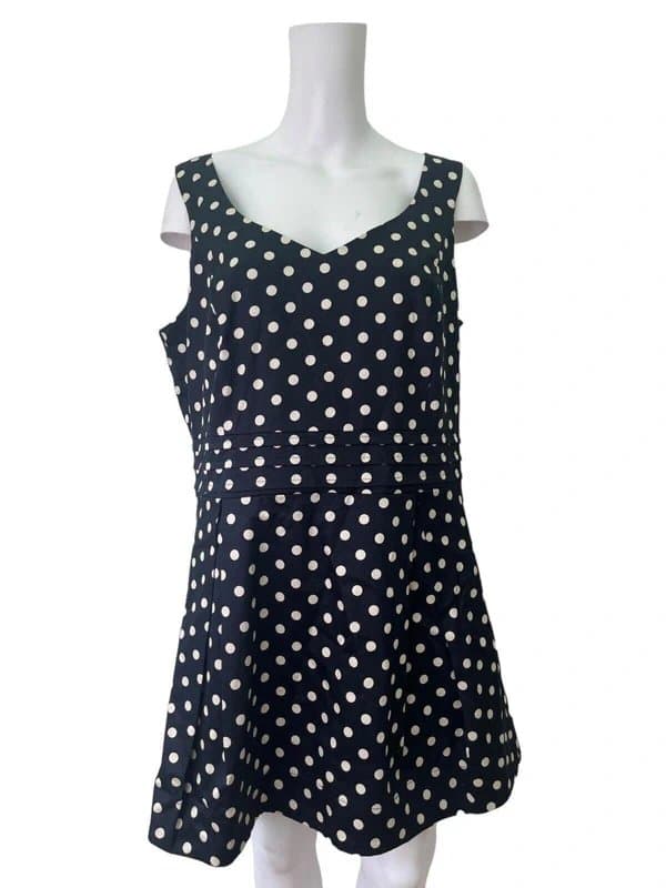 New Look New look dress size xl 18 navy blue cotton polka dot heart back women's eu46