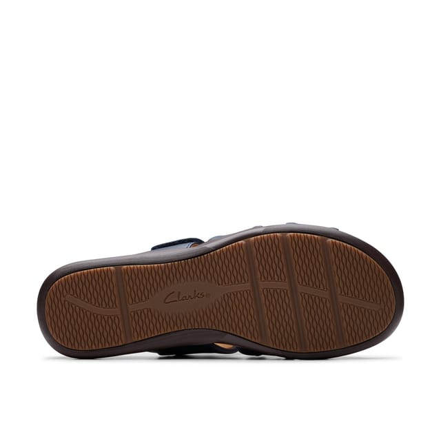 Clarks Clarks Women's Kitly Slide Navy Leather Flat Sandals, Sliders in Blue - 3