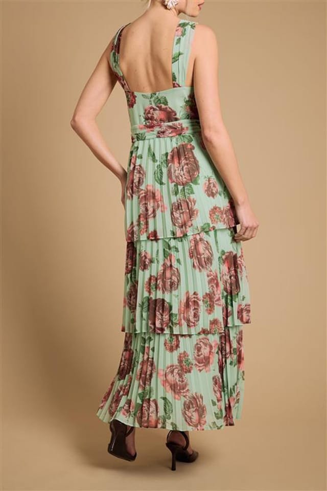 Oasis Oasis Women's Halterneck Pleated Tiered Maxi Dress in Mint - 3