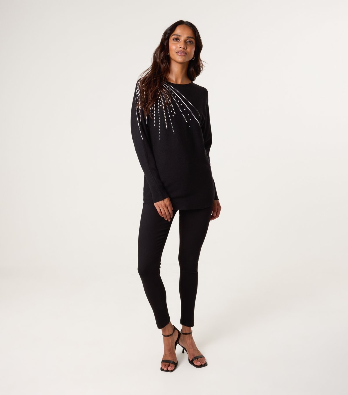 Blue Vanilla Women's Black Diamanté-Embellished Jumper Blue Vanilla New Look - 2