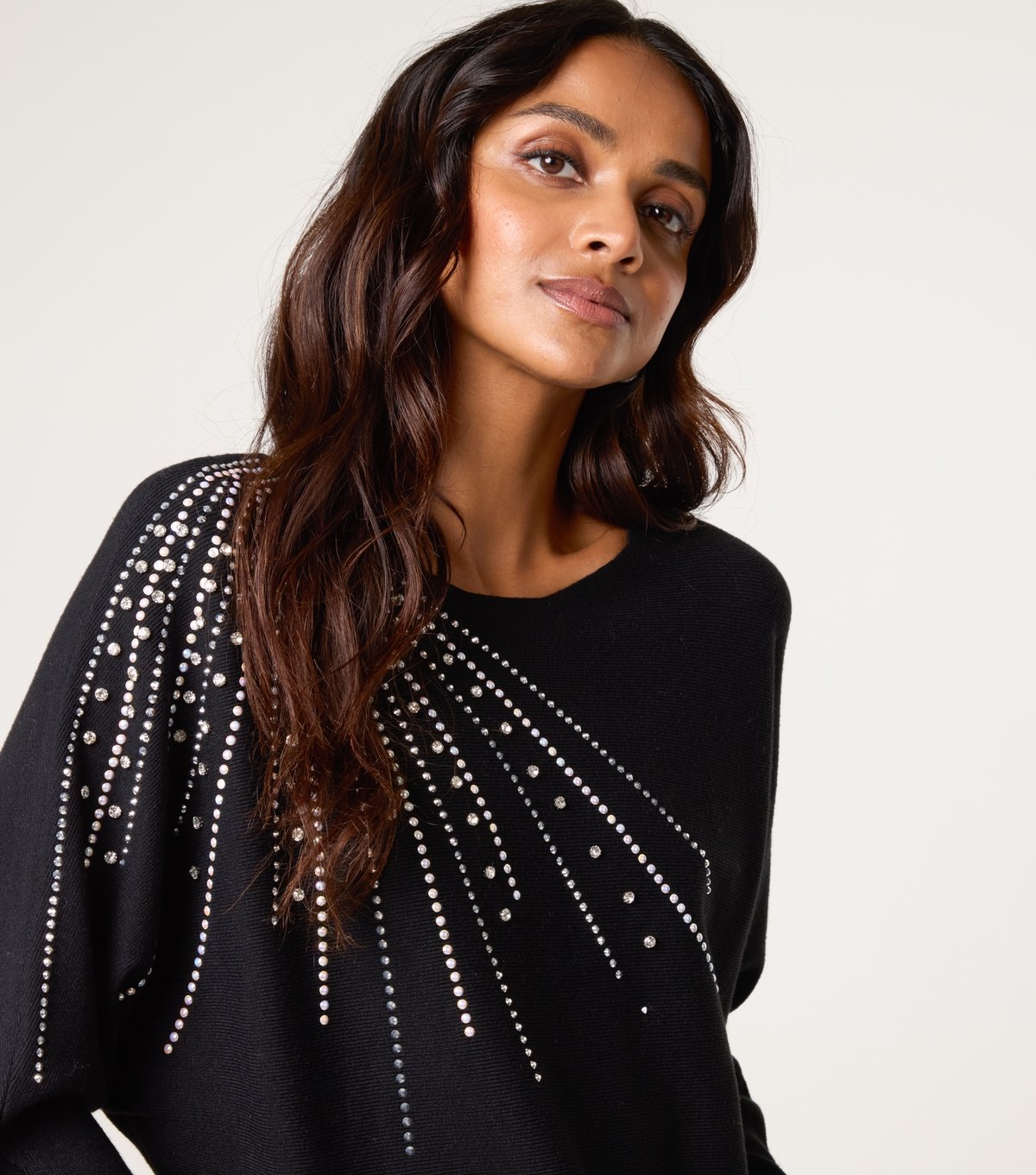 Blue Vanilla Women's Black Diamanté-Embellished Jumper Blue Vanilla New Look - 3