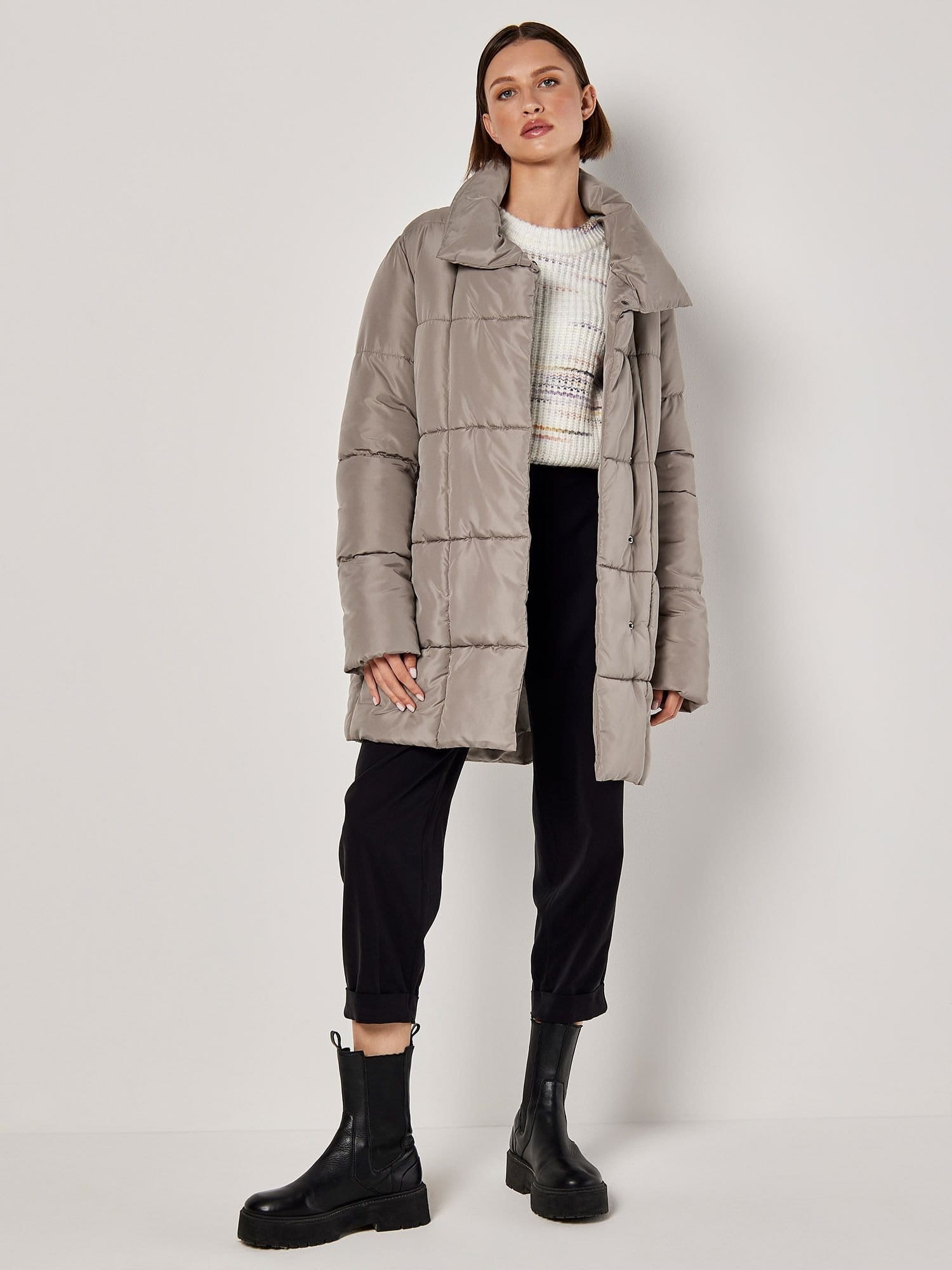 Apricot Apricot Women's Quilted Puffer Jacket in Cream - 4