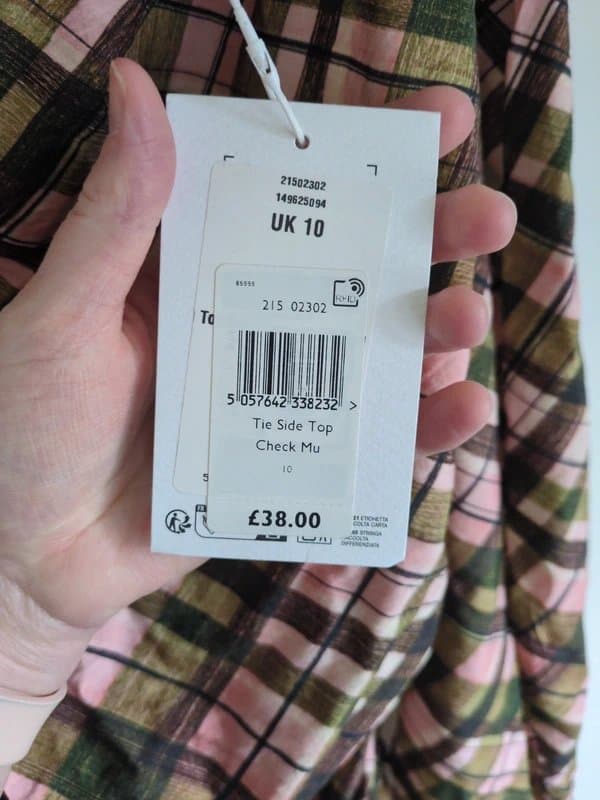 Topshop Topshop size 10 check rutched top