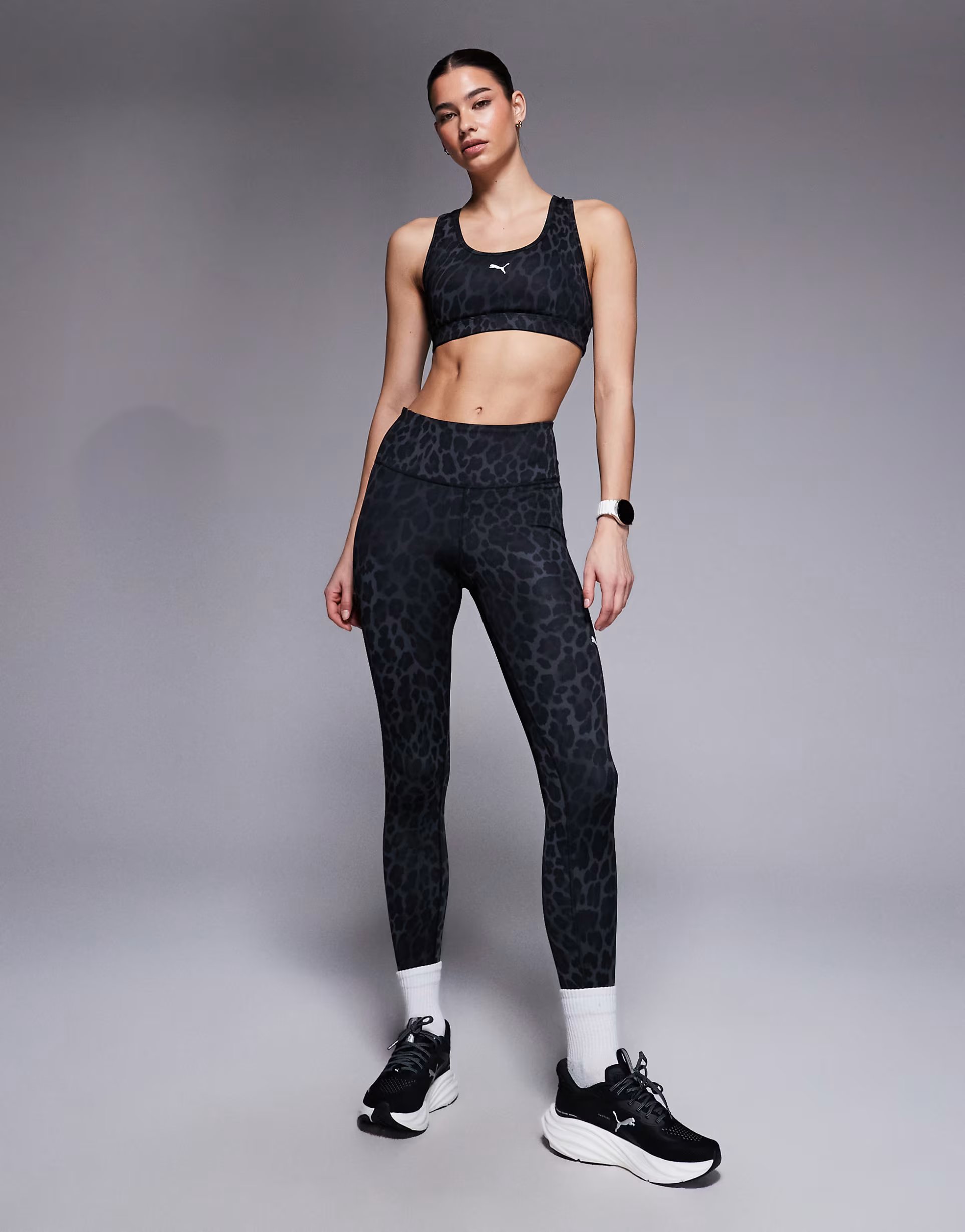 ASOS Puma Tad Essentials training leggings in black leopard print - 1