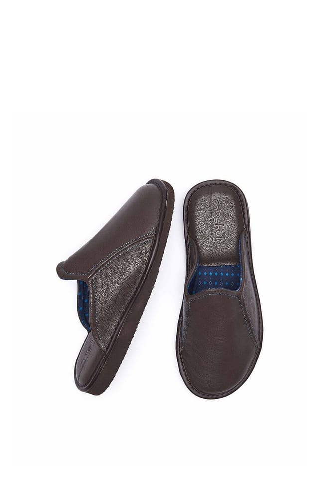 Moshulu Moshulu 'Douglas 4' Men's Leather Mule Slippers in Brown - 2