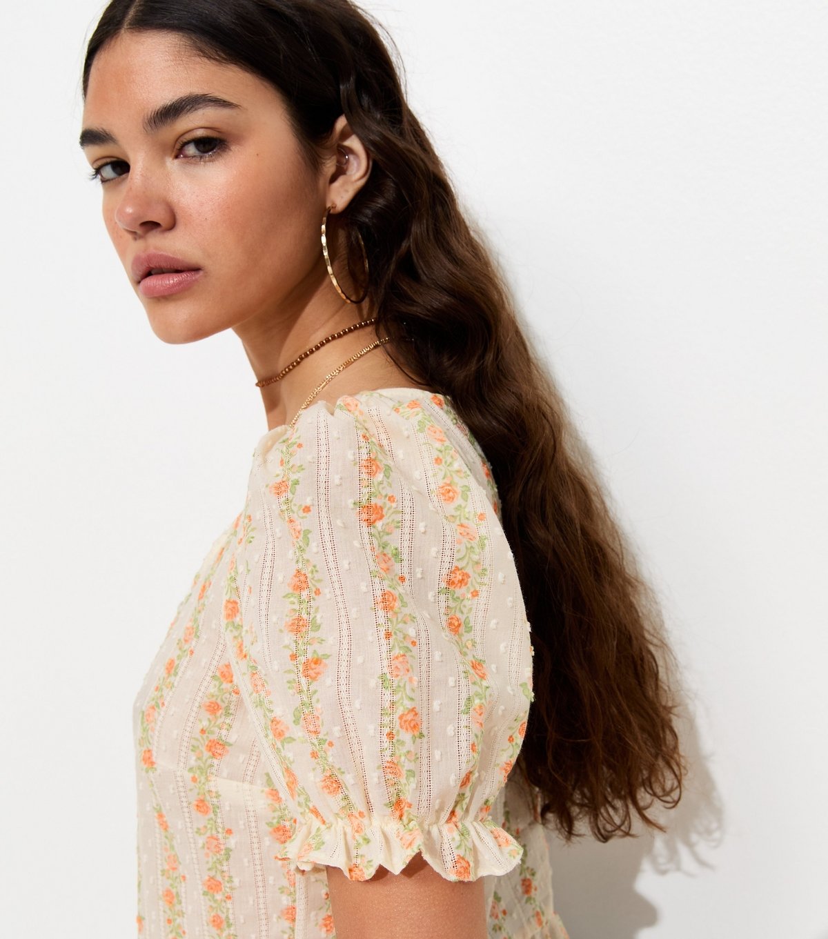 New Look Women's Cream Stripe Ditsy Floral Button Front Tea Blouse New Look - 2