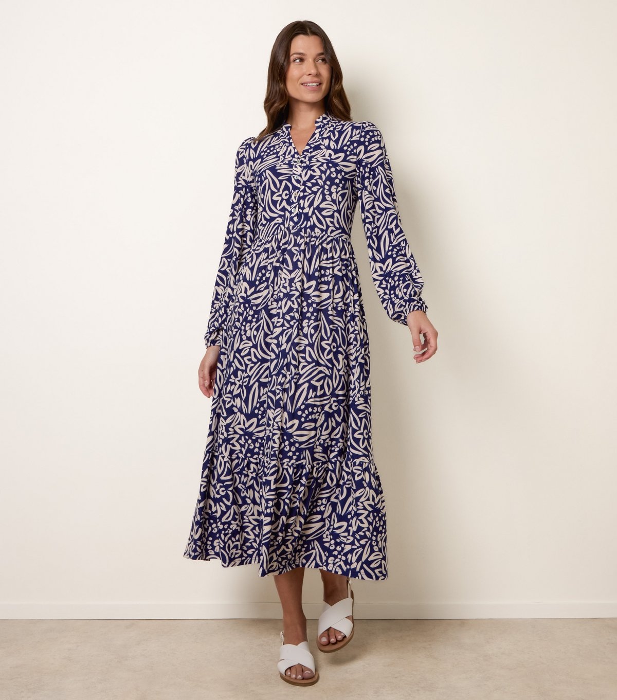 Blue Vanilla Women's Navy Floral Button Up Midi Dress Blue Vanilla New Look - 2