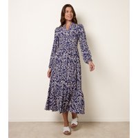 Blue Vanilla Women's Navy Floral Button Up Midi Dress Blue Vanilla New Look - 3