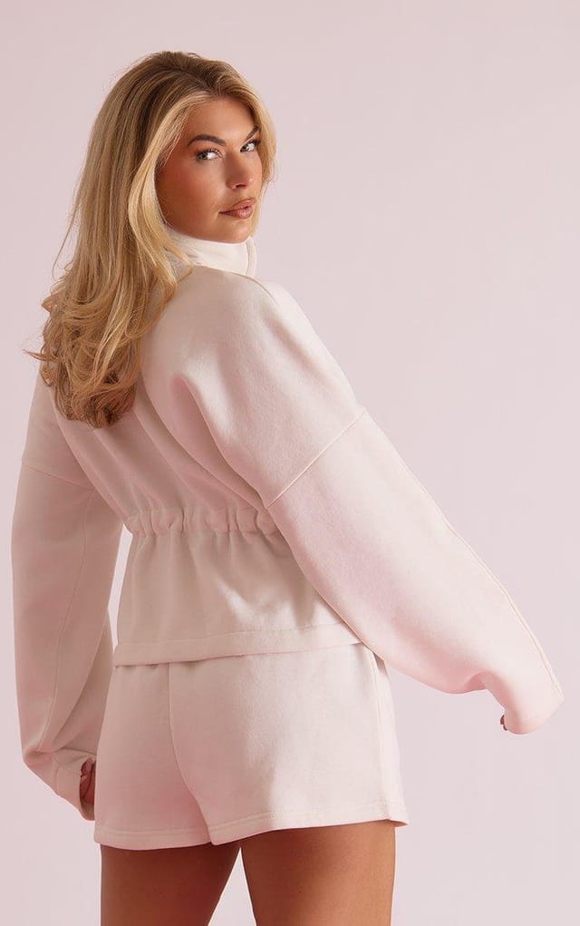 EGO Drawstring Waist Sweat Shorts In Cream, Women's Size UK 6 - 2