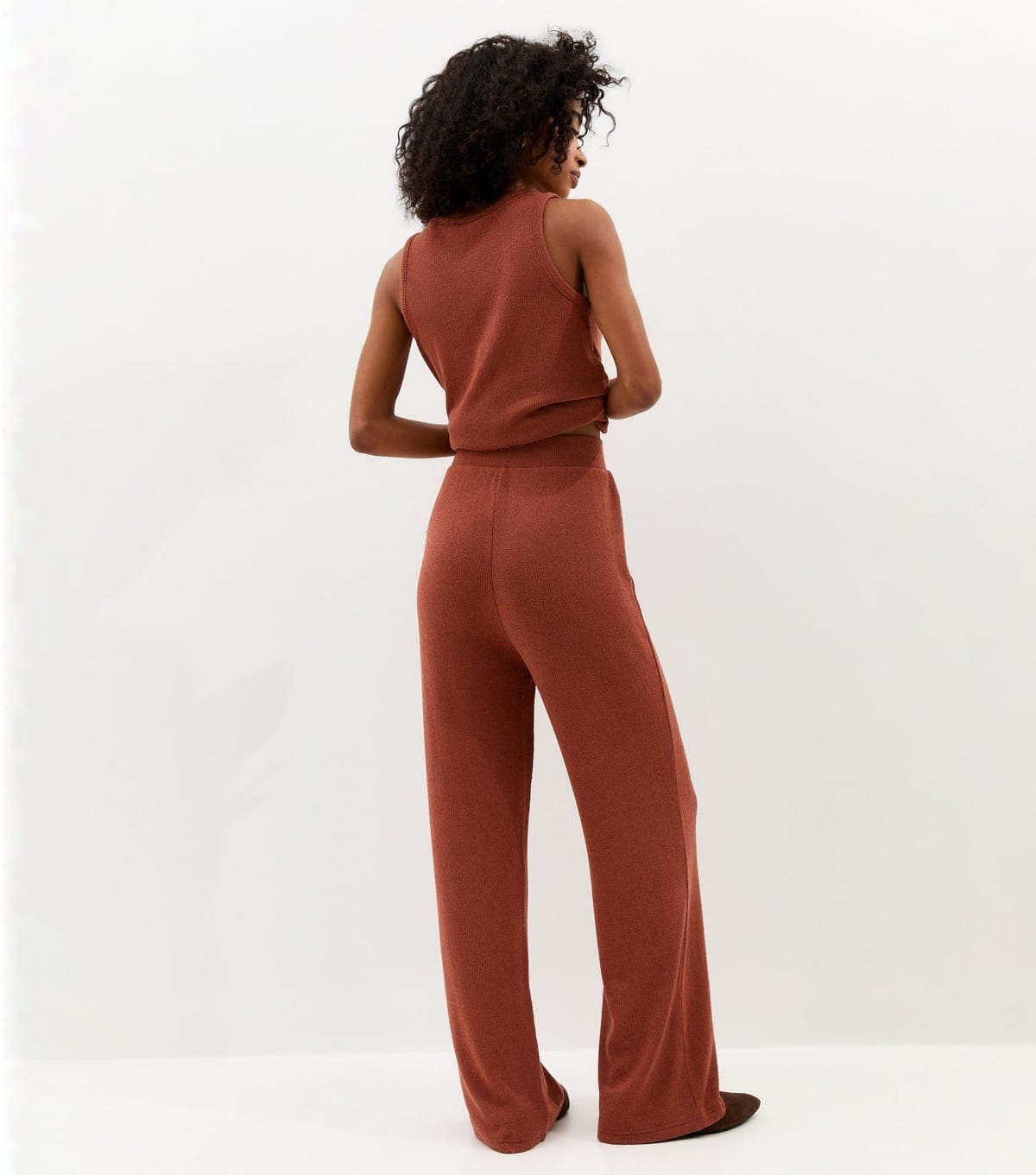 New Look Women's Dark Red Textured Wide Leg Trouser New Look - 4