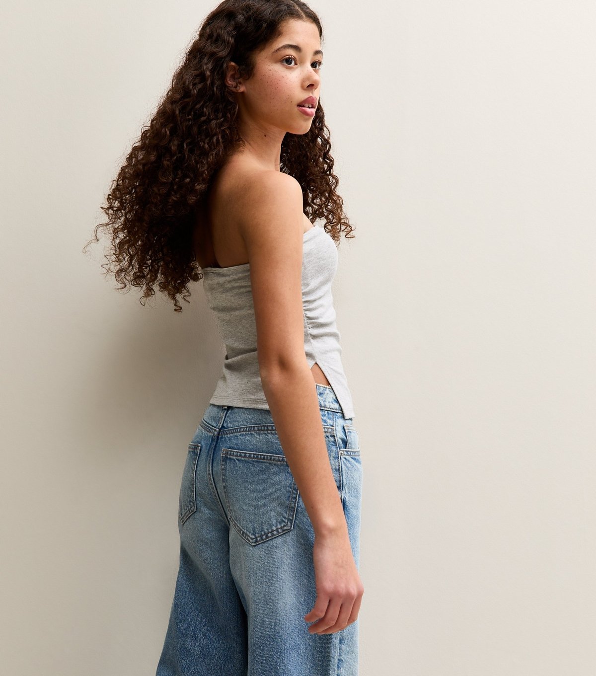 New Look Girls' Grey Ruched Side Bandeau Top New Look - 4