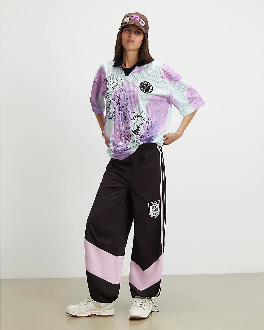 River Island River Island Womens Purple Pony Printed Polo Top